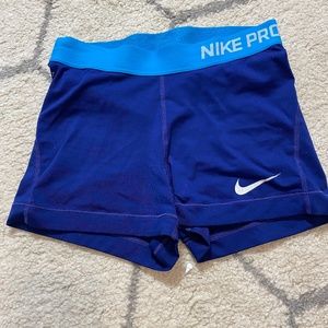 Nike Pro 3" Blue Spandex Shorts S
